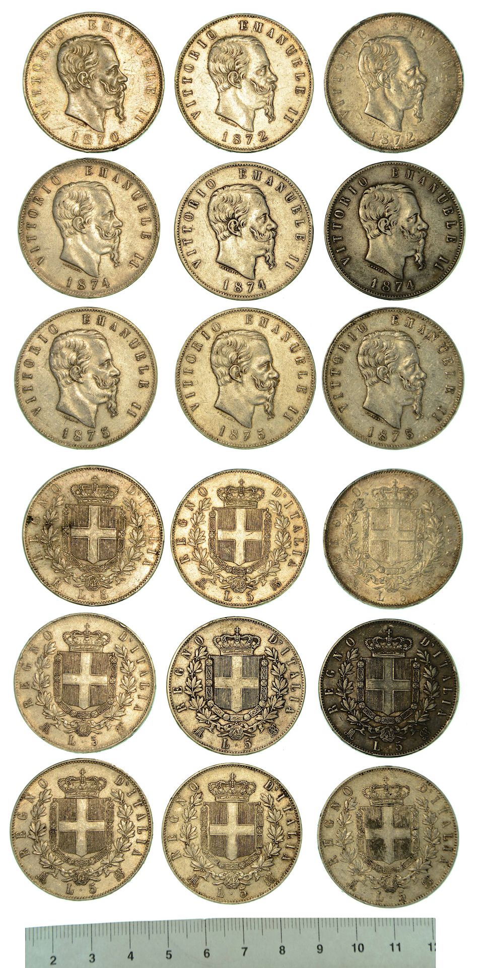 Casa Savoia REINO DE ITALIA. Lote de nueve ejemplares.
Vittorio Emanuele II, de &hellip;