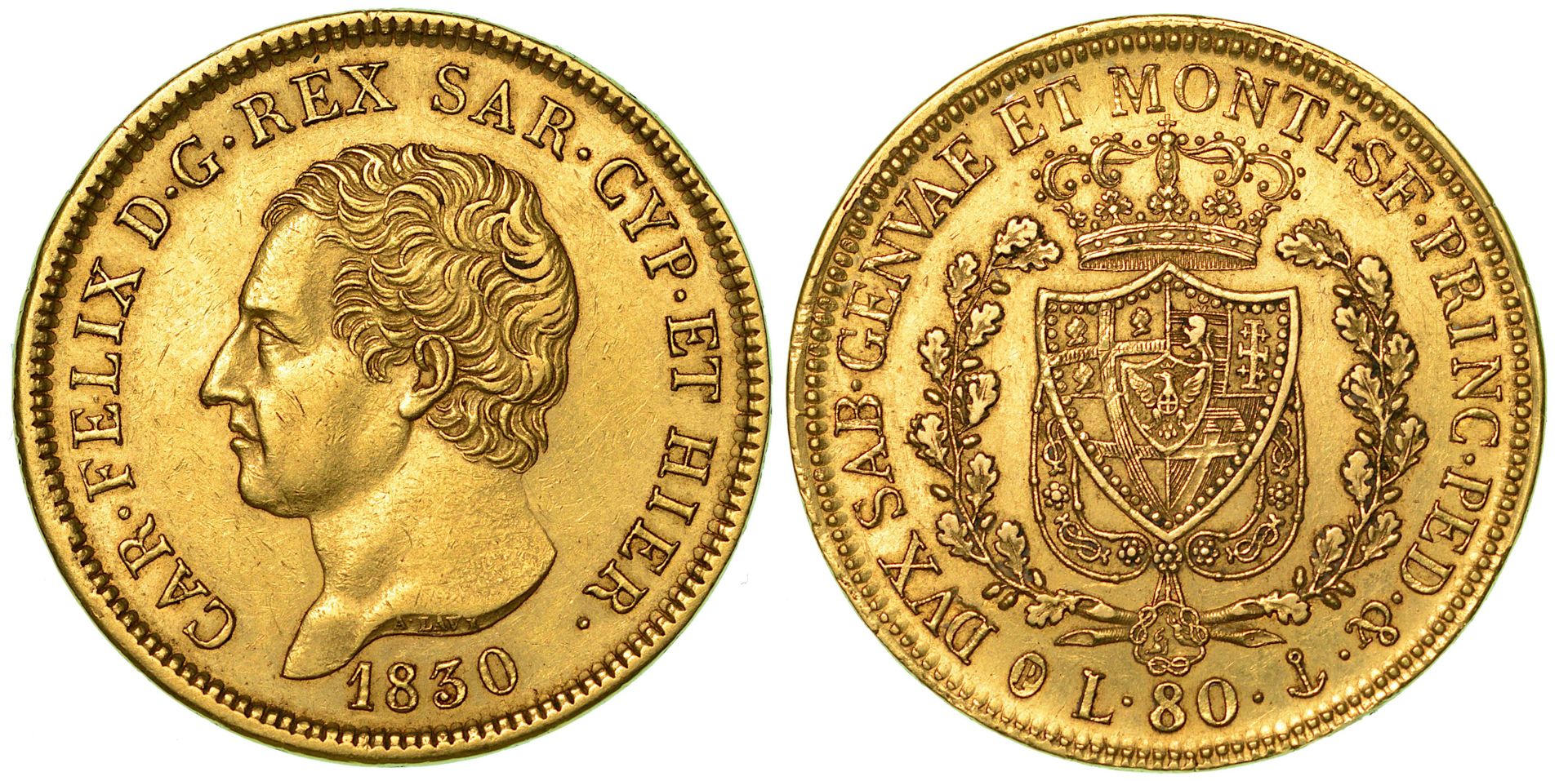 Casa Savoia KINGDOM OF SARDINIA. CARLO FELICE DI SAVOIA, 1821-1831. 80 Lira 1830&hellip;