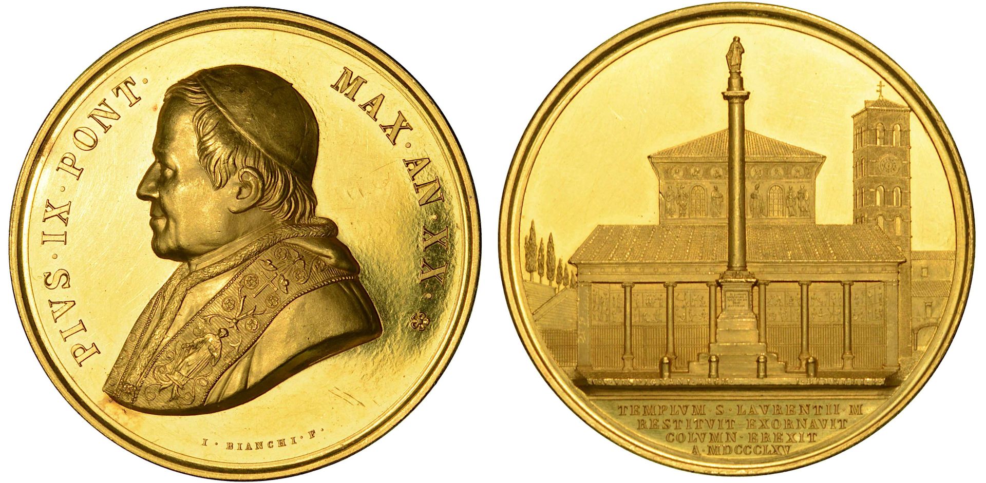 Medaglie pontifice ÉTAT PONTIFICAL. PIUS IX, 1846-1878. Médaille d'or 1865 A. XX&hellip;