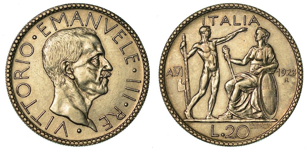 Casa Savoia REGNO D'ITALIA. VITTORIO EMANUELE III DI SAVOIA, 1900-1946. 20 Lire &hellip;