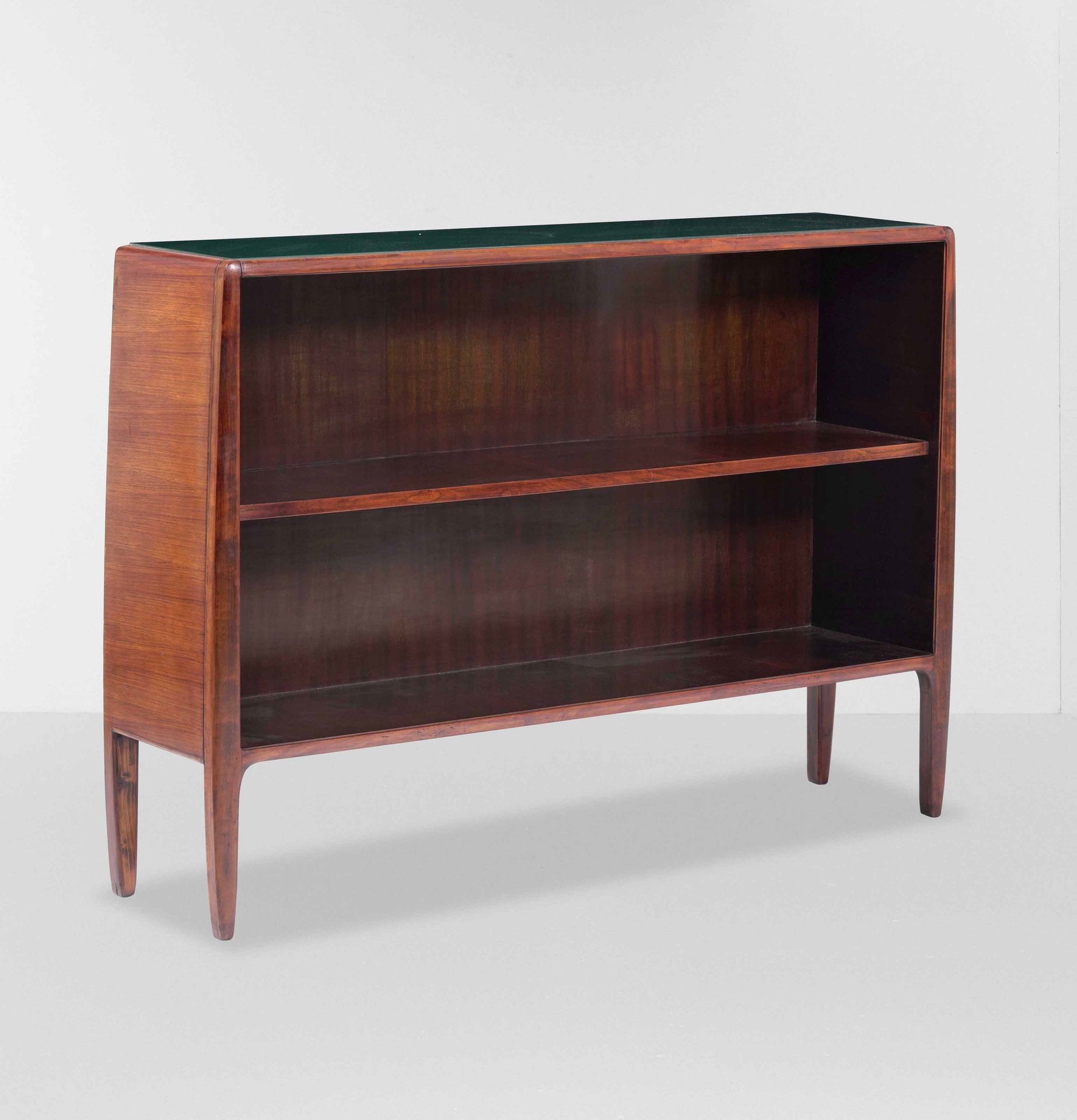 GIO PONTI Bookcase cabinet with wooden frame and supports., Recessed colored cry&hellip;