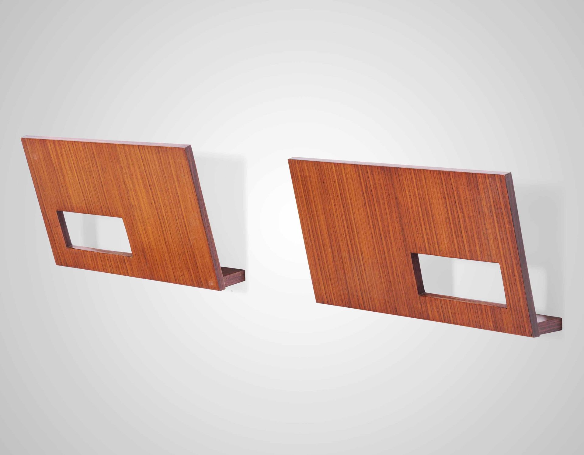 DASSI Pair of wall shelves with wooden frame., Prod. Italy, ca. 1950, W. 44 - D.&hellip;