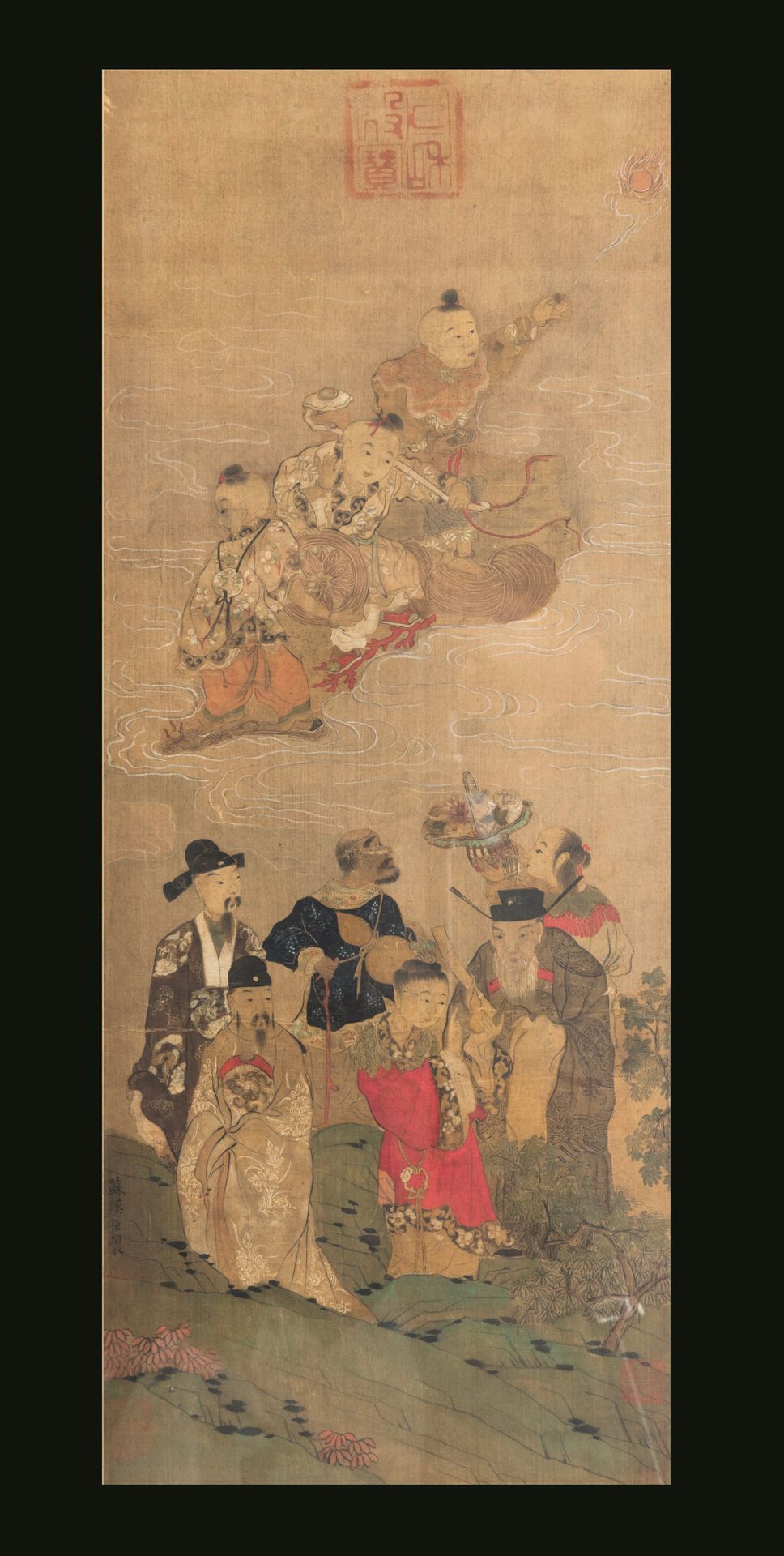 A painting on silk, China, Qing Dynasty 1800s, W. 37 - H. 72 Cm