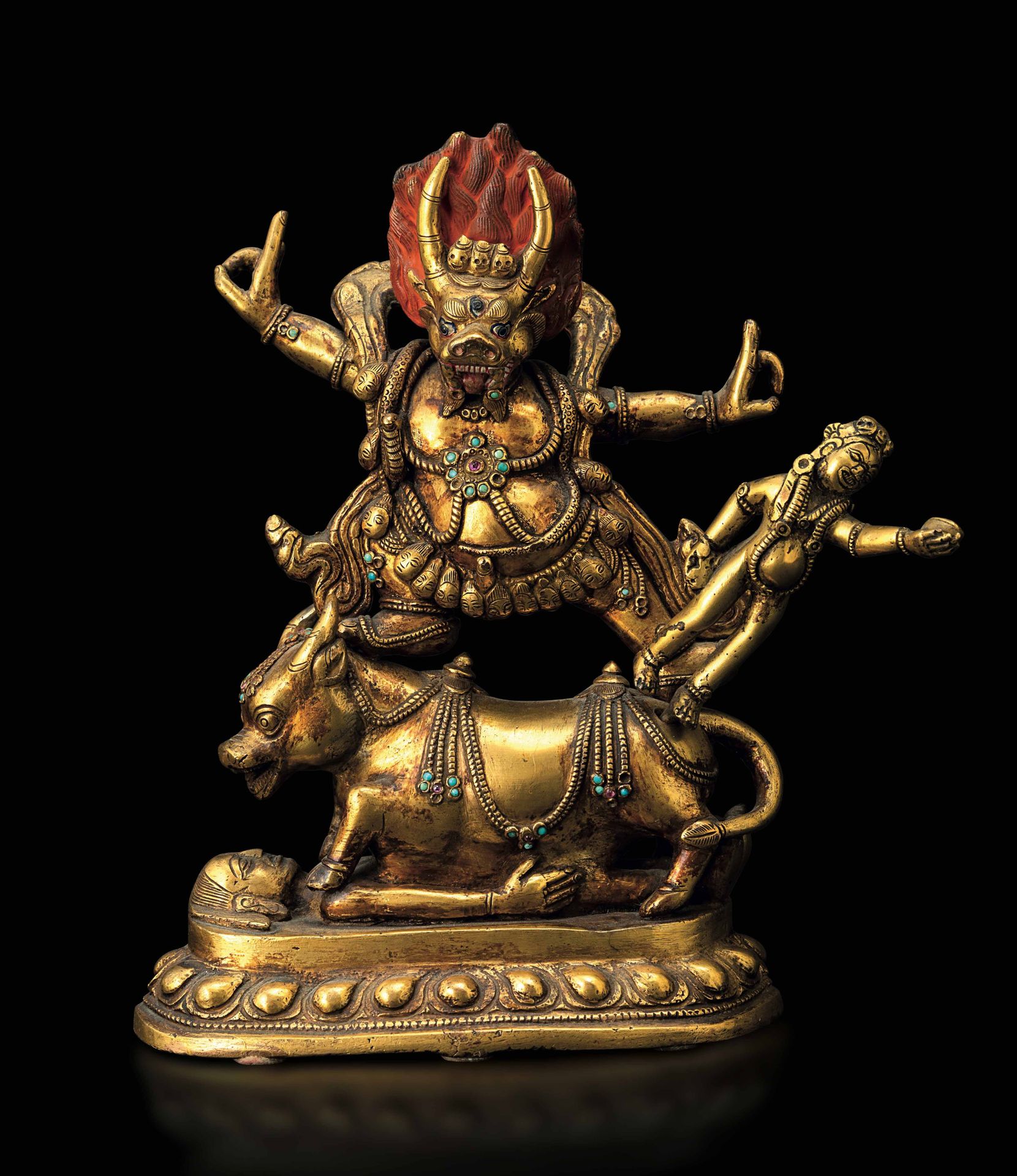 A gilt bronze Yama Lord of Hell, China, Qing Dynasty Qianlong period (1736-1796)&hellip;