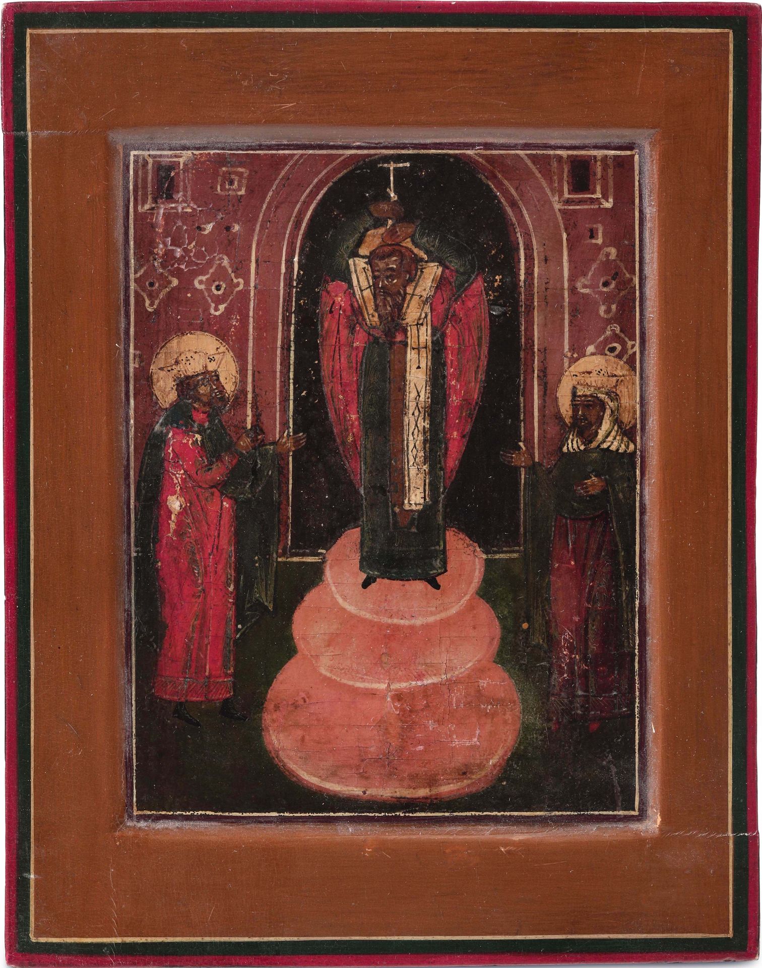 Icona ad olio su tavola raffigurante San Basilio il Grande. Scuola Russa del XIX&hellip;
