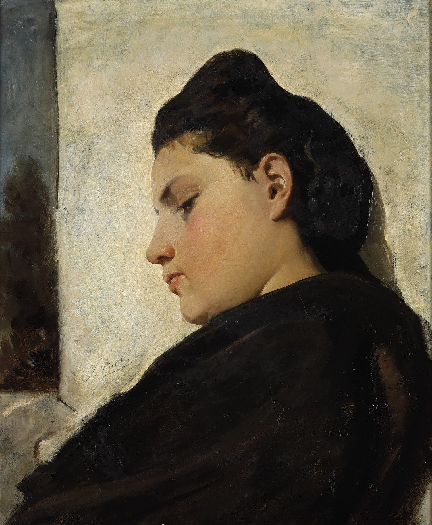 Luigi Busi 1837-1884 Female figure signed at left W. 25 - H. 35 cm oil on canvas