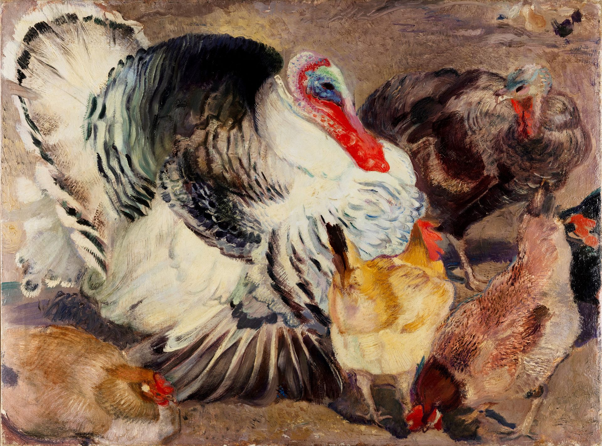 Armando Spadini 1883-1925 L'inscription "Dindes et poulets" figure au dos : "Dot&hellip;
