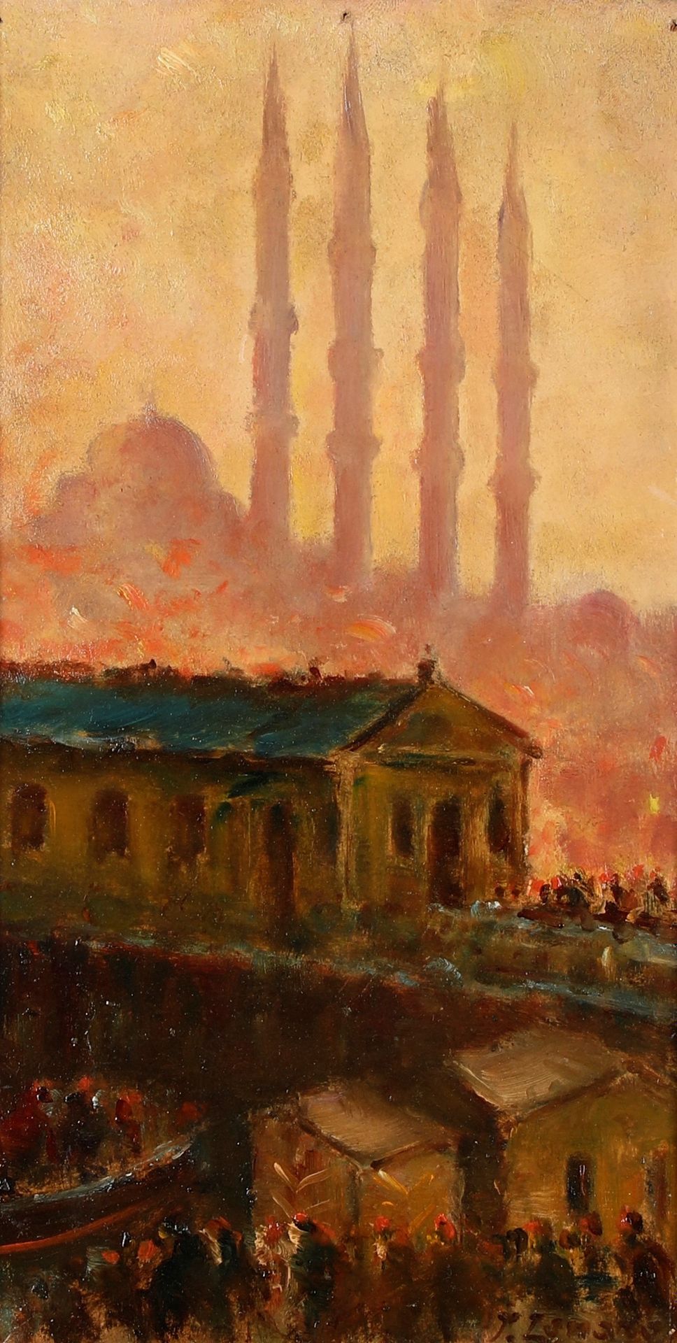 Faustino Zonaro 1913-? Istanbul signé en bas à droite Cm 40X28 huile sur carton