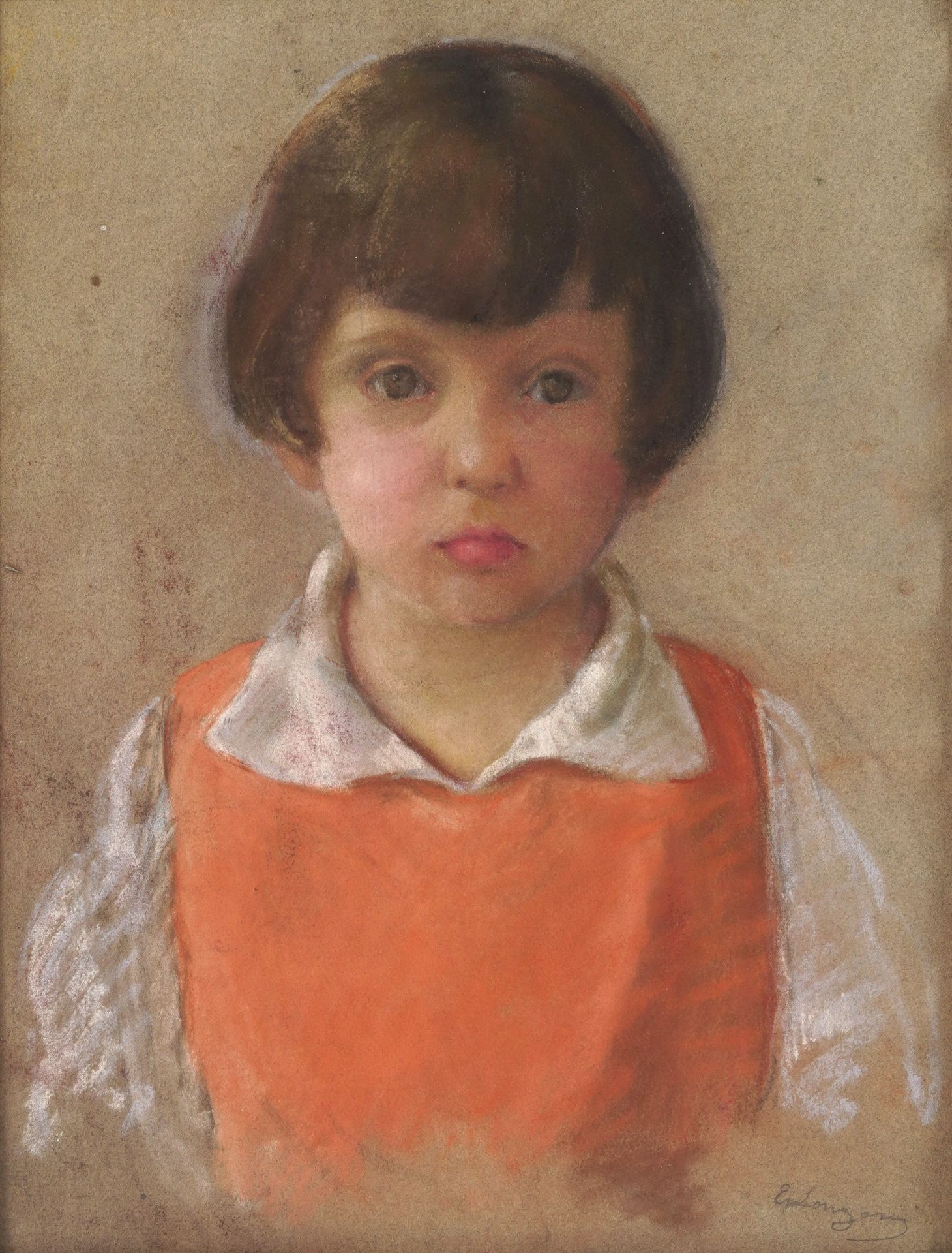 Emilio Longoni 1859-1932 Portrait d'enfant (vers 1910) Signé en bas à droite : E&hellip;