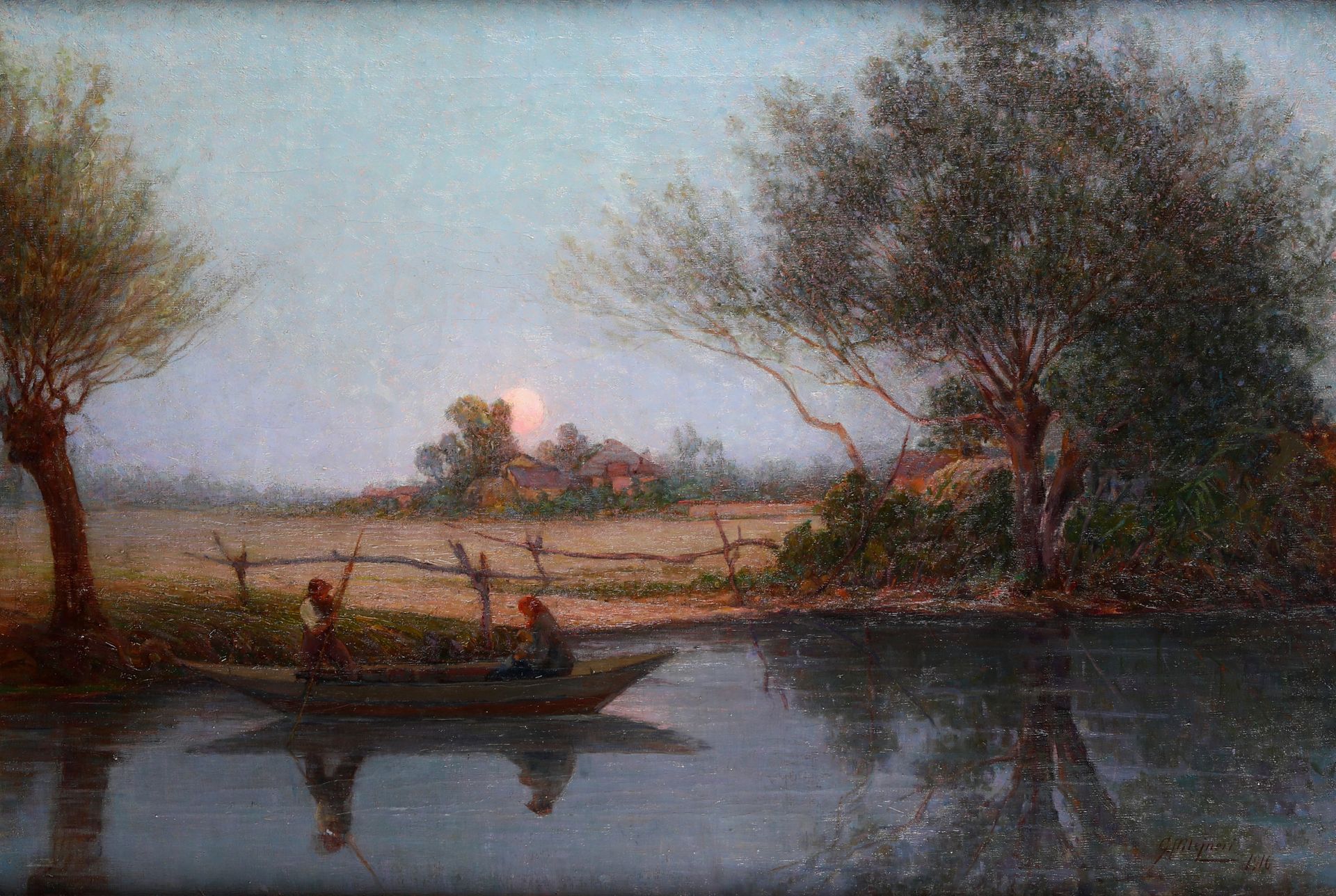 Guido Meineri 1869-1944 风景，1916 年，右下方有签名和年代 宽 110 - 高 75 厘米 布面油画