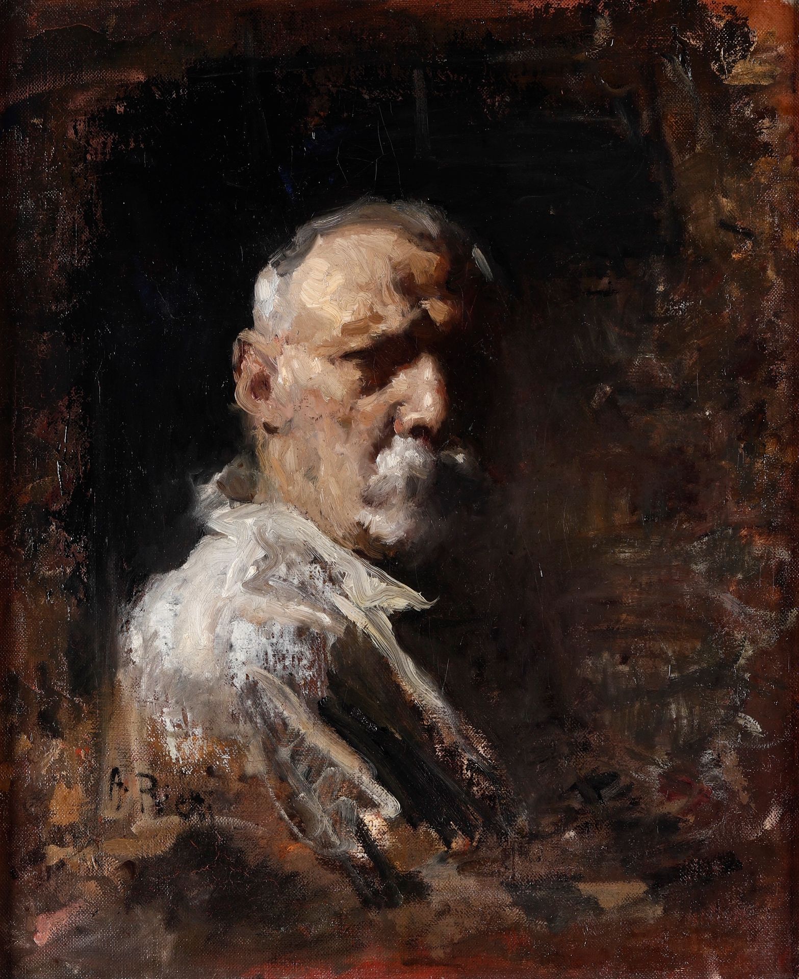 Arturo Rietti 1863-1943 Portrait masculin signé en bas à gauche Cm 60X50 huile s&hellip;