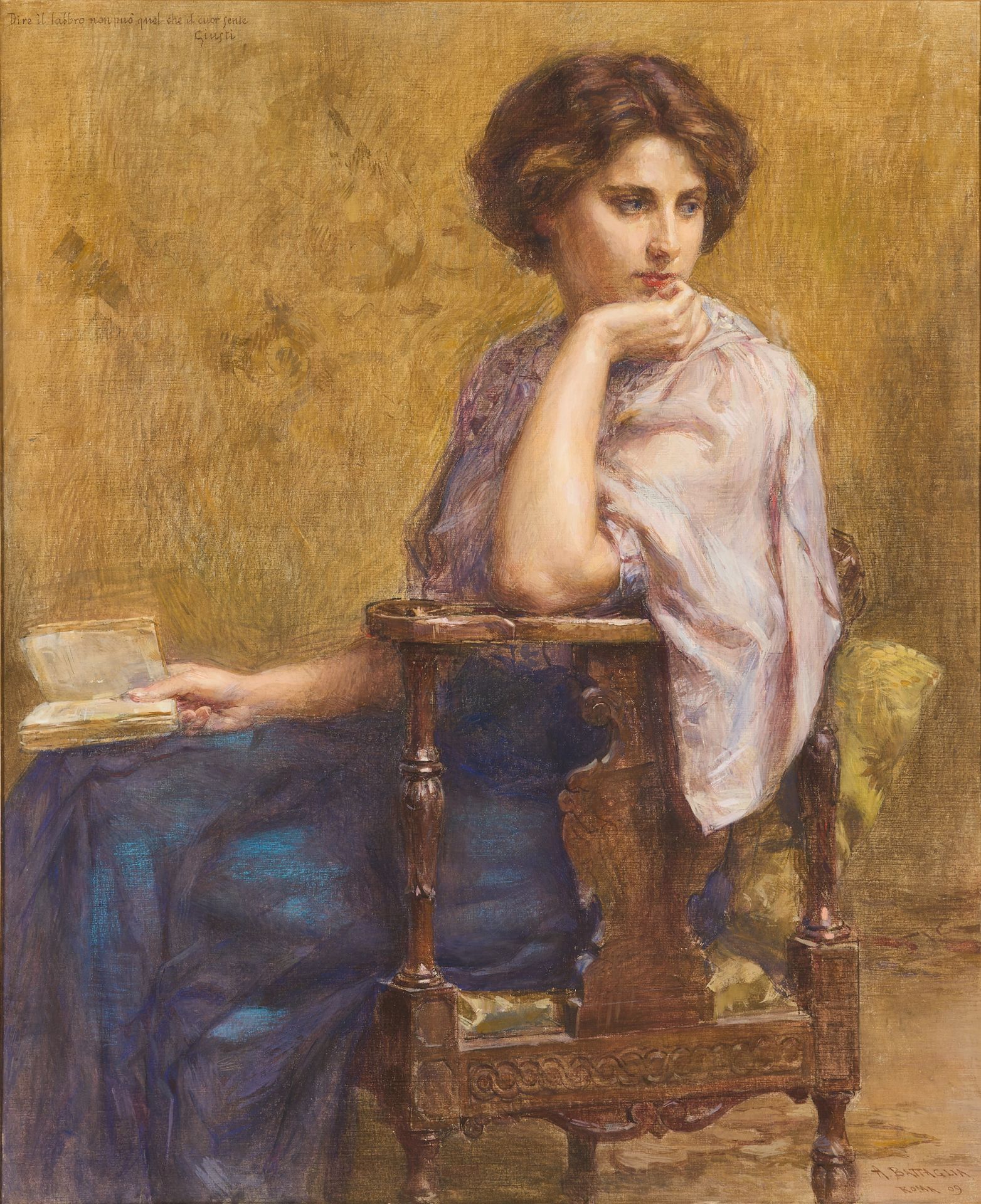 Alessandro Battaglia 1870-1940 Portrait de femme, 1909 signé en bas à droite Cm &hellip;