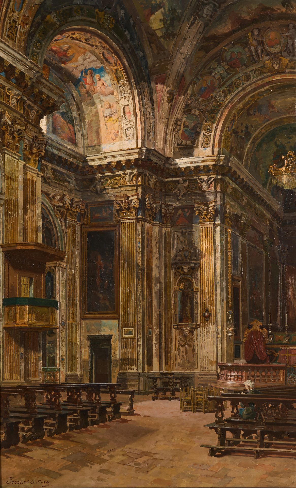 Arturo Ferrari 1861 Milano-1932 Milano Interior de la iglesia de Sant'Antonio Ab&hellip;