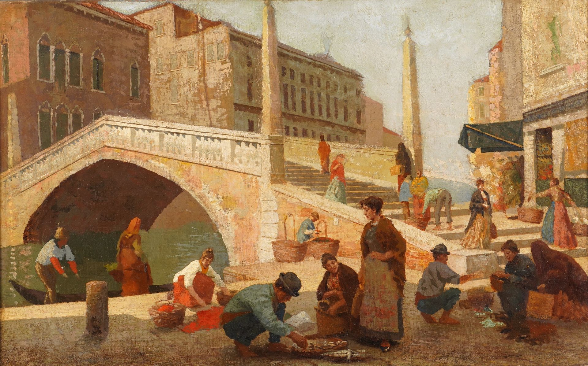 Null Escuela del Véneto de los siglos XIX-XX Vista de Chioggia An 80 - Al 50 cm &hellip;