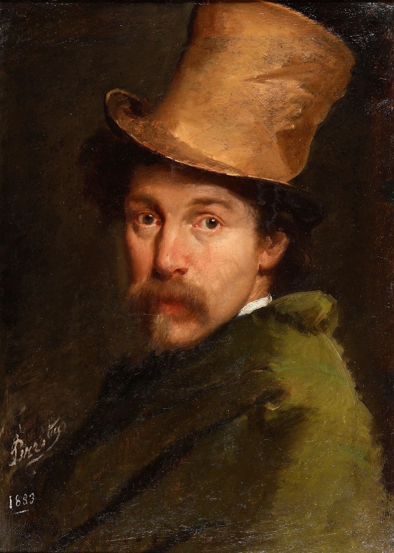 Giovanni Pezzotta 1838-1911 Autoportrait signé en bas à gauche Cm 53X39 huile su&hellip;