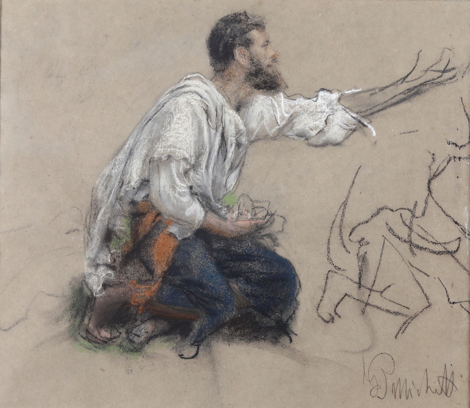 Francesco Paolo Michetti 1851-1929 Figurenstudie. Skizze für das Gemälde "Die Op&hellip;