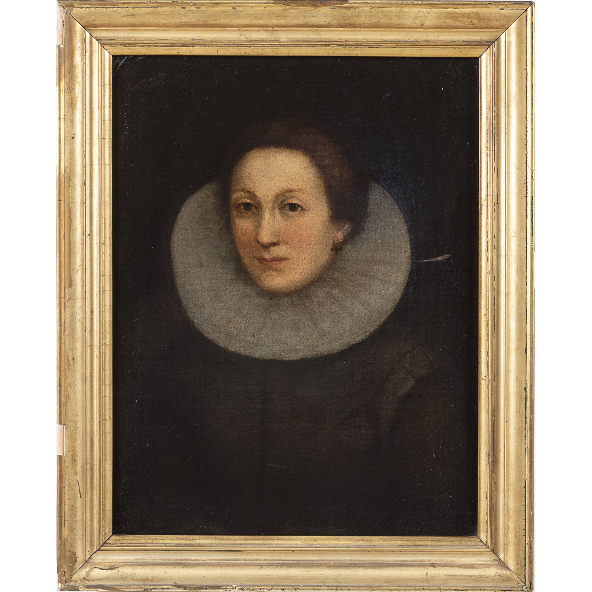 Roman school 17th century 62x48 cm. "Portrait d'une femme avec une collerette", &hellip;