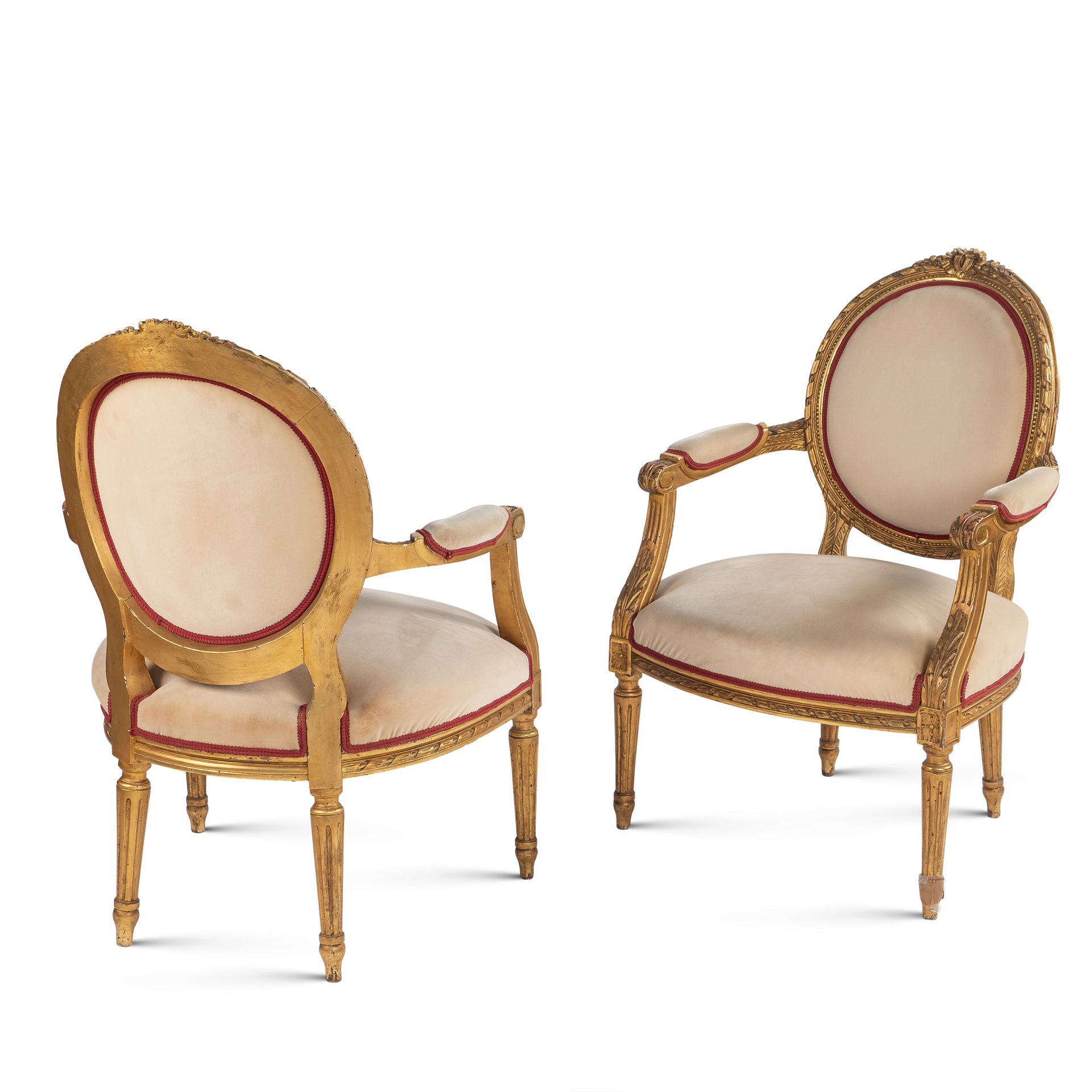 Pair of gilt wood armchairs France, 19th-20th century 83x63x56 cm. Seats and bac&hellip;