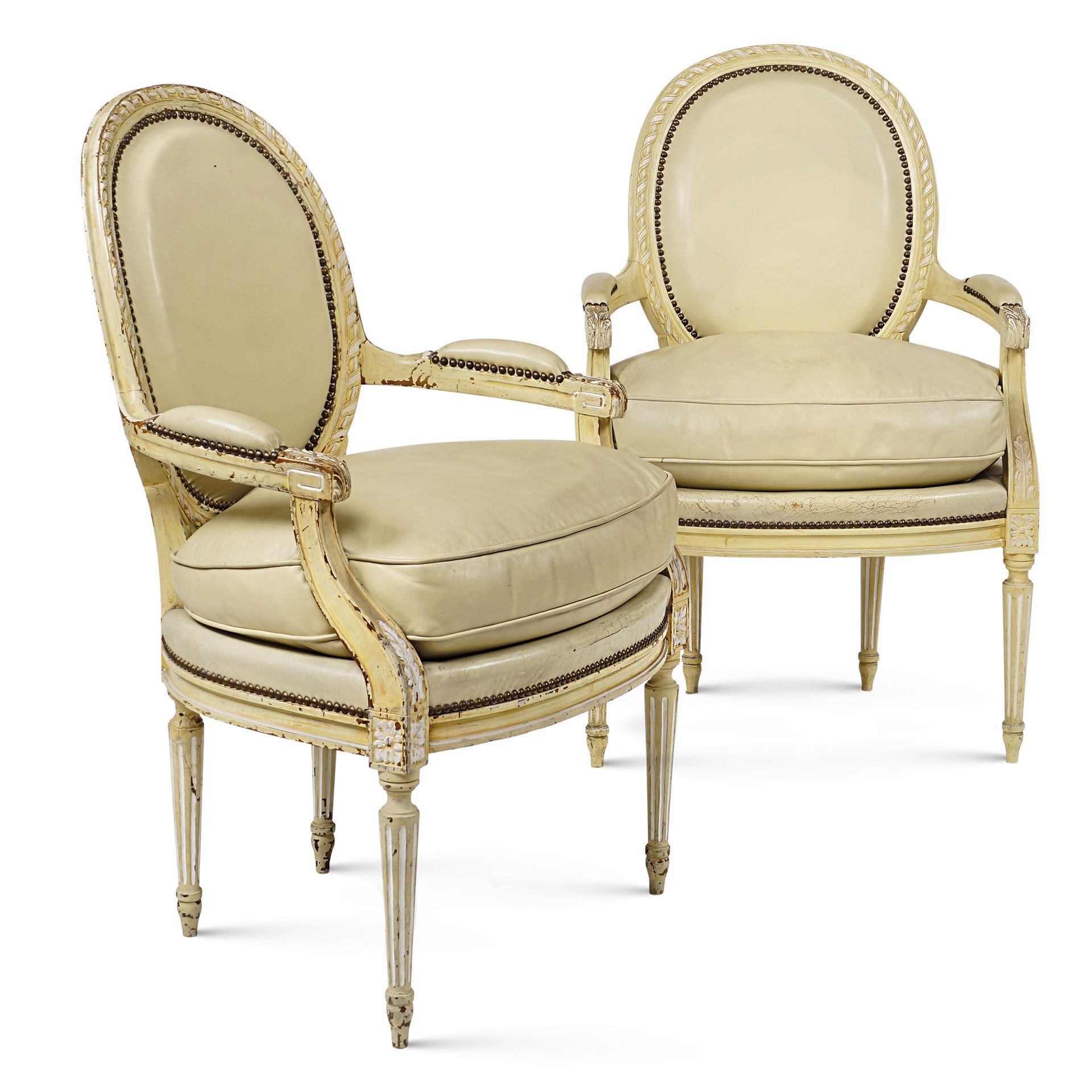 A pair of armchairs in lacquered wood "Louis XVI" France, beginning of the 20th &hellip;