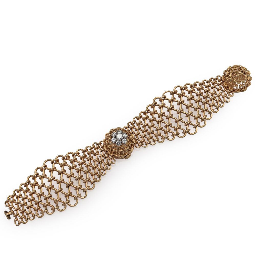 Boucheron, ladies bracelet watch 
1940/50s, weight 82 gr., in 18kt rose gold, ro&hellip;