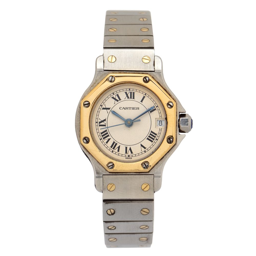 Cartier Santos Octagon, ladies watch circa 1990, , en acier et or jaune 18kt, bo&hellip;