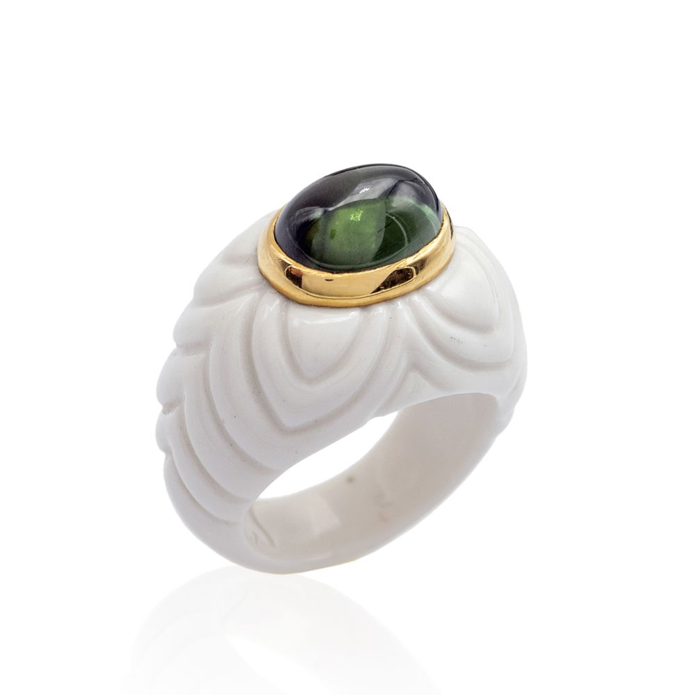 Bulgari, Chandra collection ring signed, weight 9 gr., in ceramic and 18kt yello&hellip;