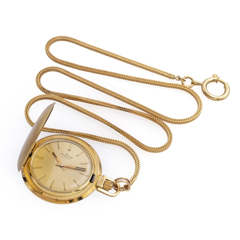Pimax 17 rubies, pocket watch with watch chain 1970/80年代，重量为70克，三层圆形表壳，41毫米，香槟色表&hellip;