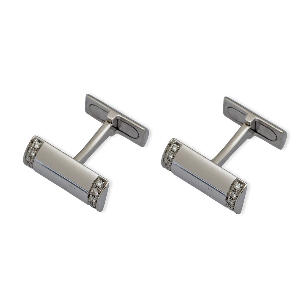 Rectangular 18kt white gold and diamonds cufflinks Gewicht 12 g, Diamanten im Br&hellip;