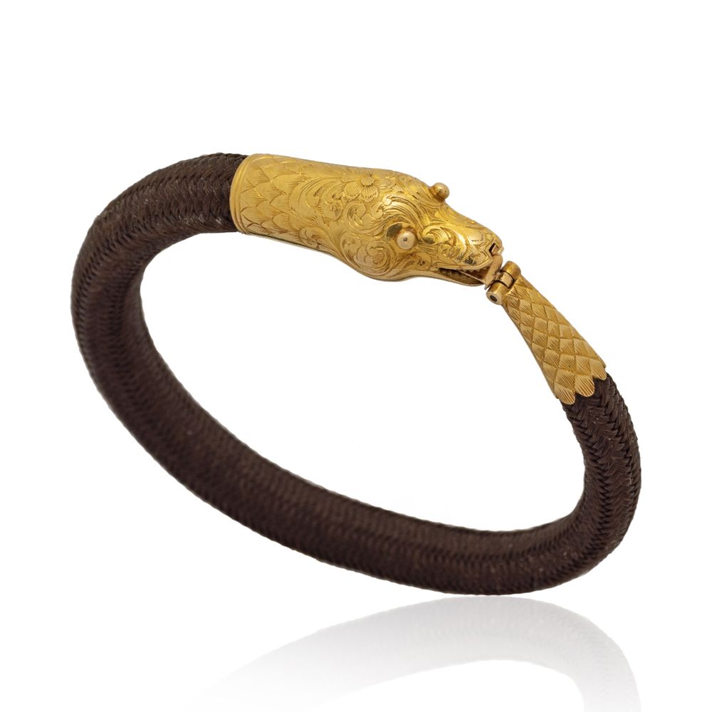 14kt yellow gold snake bracelet 1940/50er Jahre, Gewicht 11 gr., Stoffspirale, L&hellip;