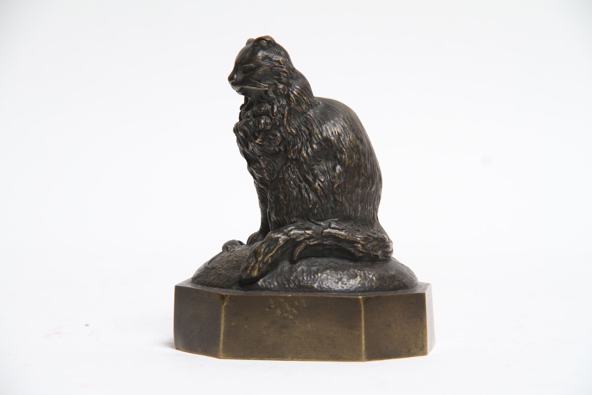 Null SMALL BRONZE XXth "THE CAT" SIGNED ON THE TERRACE