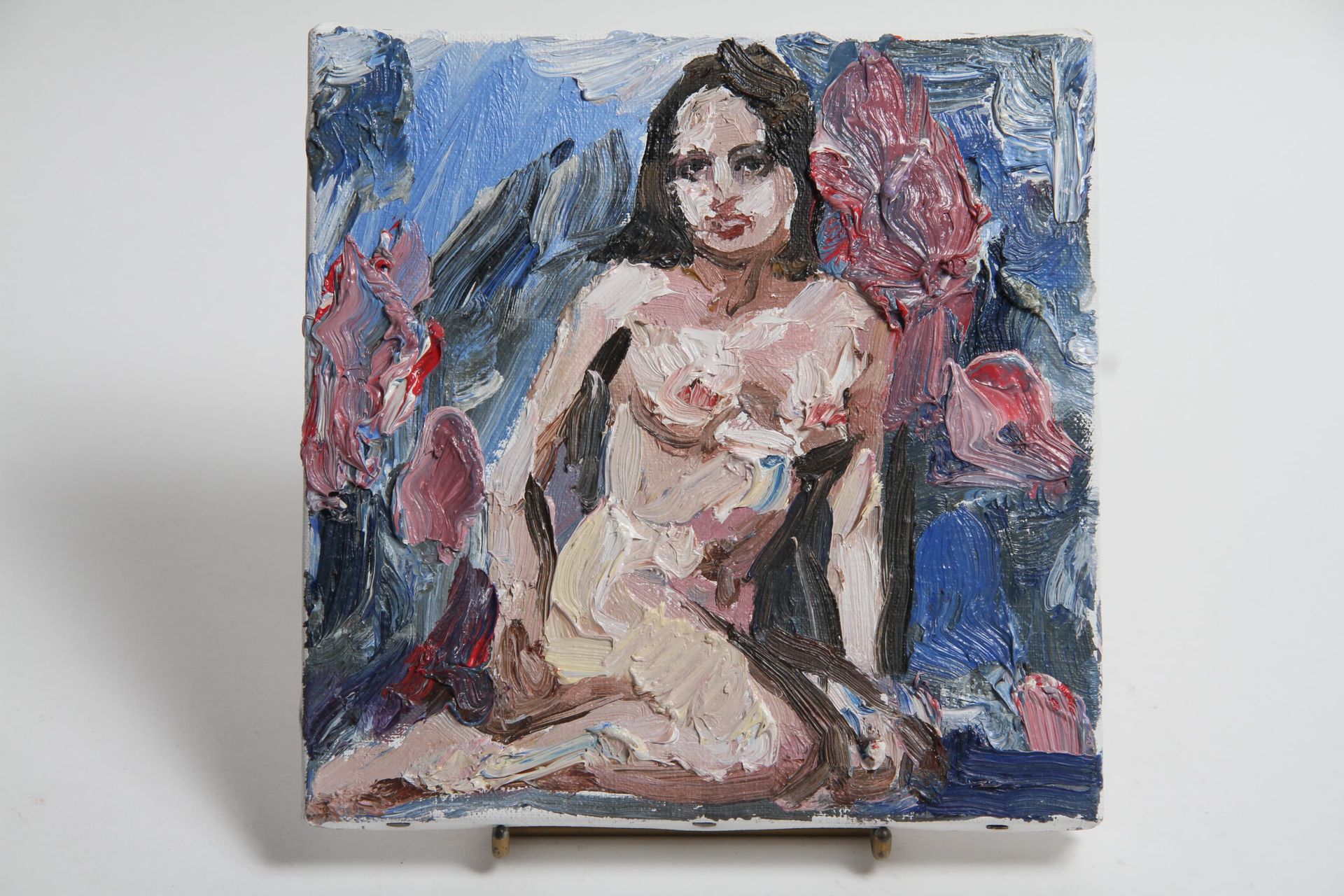 Null 奥尔加-诺沃克哈茨卡(1979年) 油画，背面有签名，日期为2014年 "工作室里的裸体" 20 x 20 cm