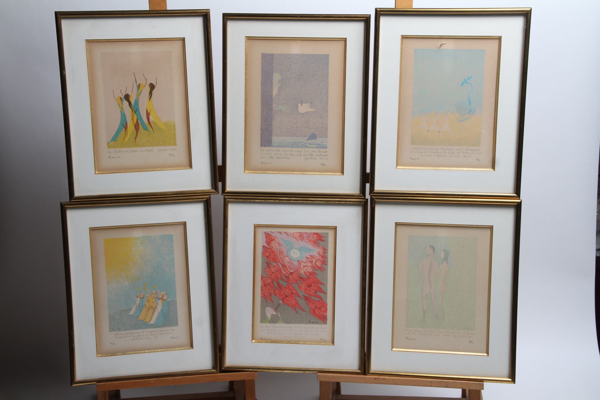 Null Benn (1905-1989) 六幅表现诗篇的石板画 HC等。A VUE 17 x 23 cm