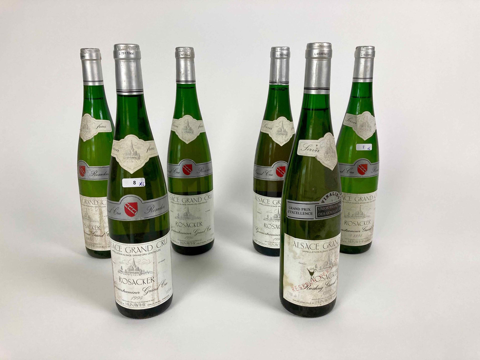 ALSACE (GEWURZTRAMINER) Rosacker 1989, 1991 et 1994 (blanc), six bouteilles [1/2&hellip;