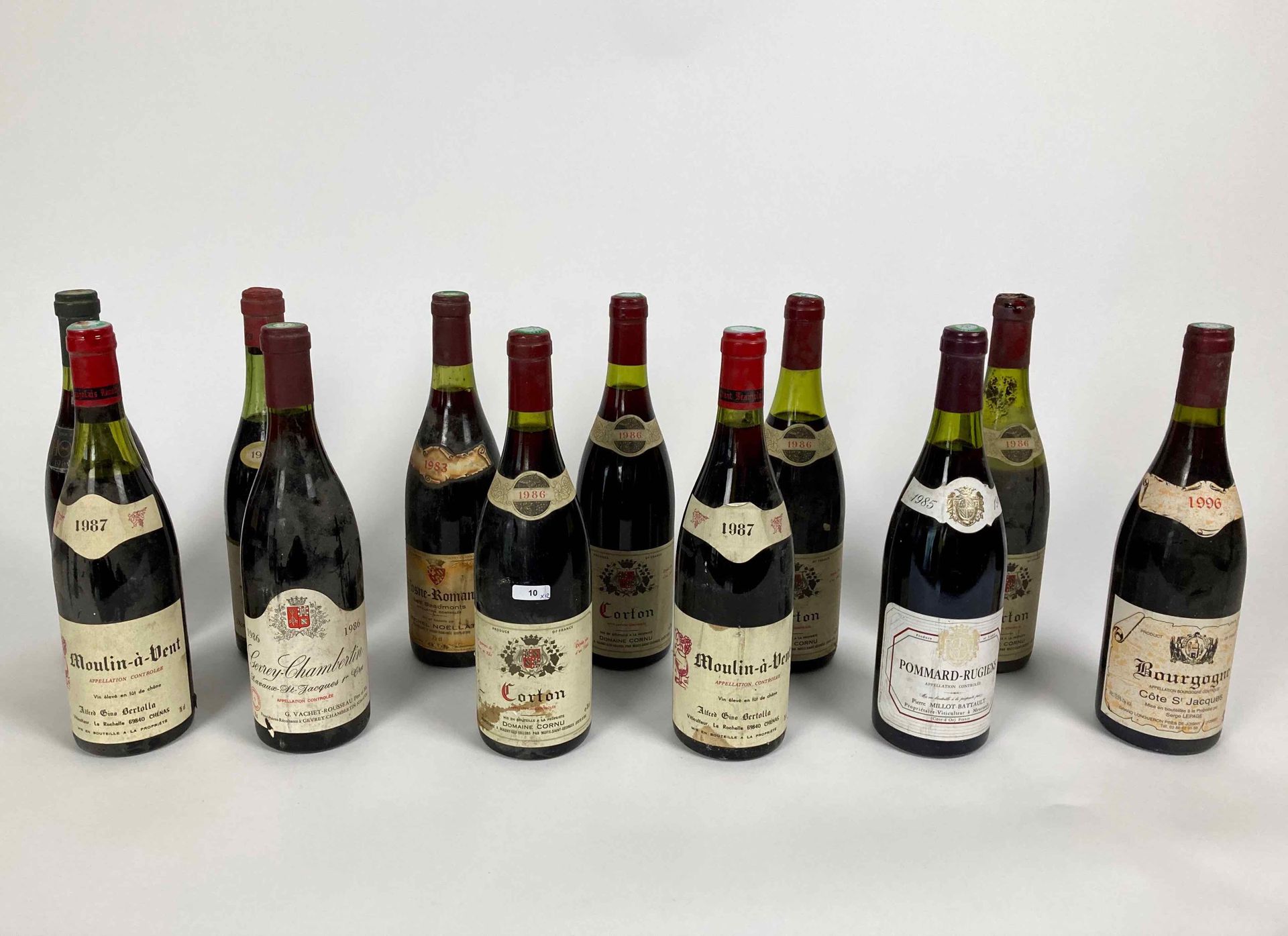 BOURGOGNE Lot of twelve bottles (red):

- (POMMARD), Domaine Berthe-Morey 1959, &hellip;