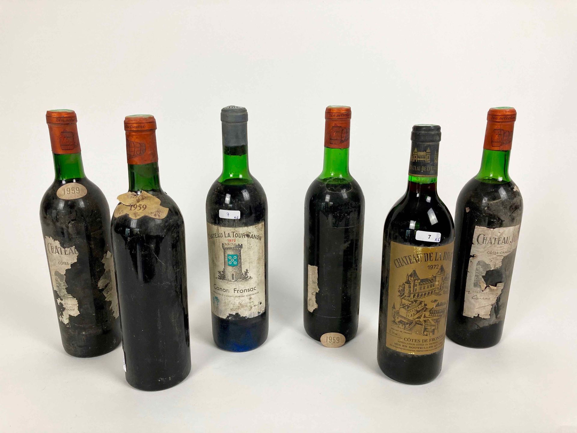 BORDEAUX Lot de six bouteilles (rouge) :

- (CÔTES-CANON-FRONSAC), Château Junay&hellip;