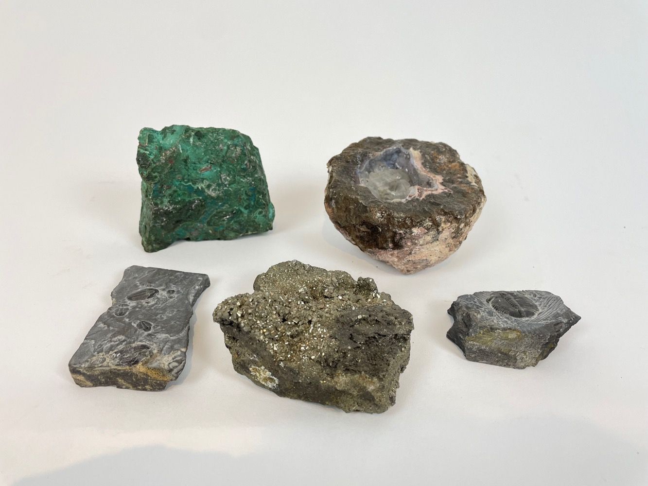 Null Lot of minerals and fossils, five pieces.