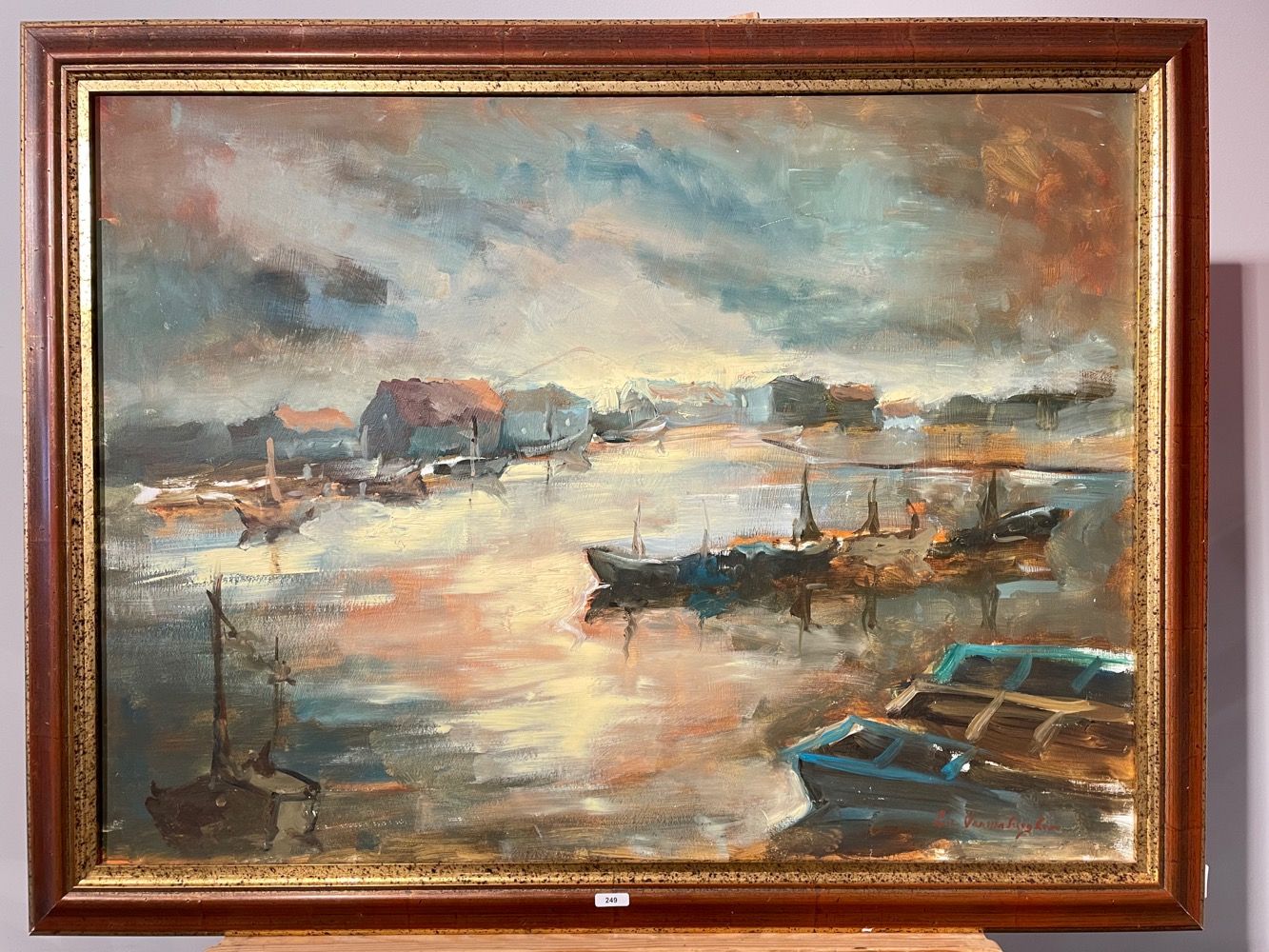 VAN MALDEGHEM Luc (1935-) "河口"，20世纪，面板油画，右下角签名，59x80厘米。