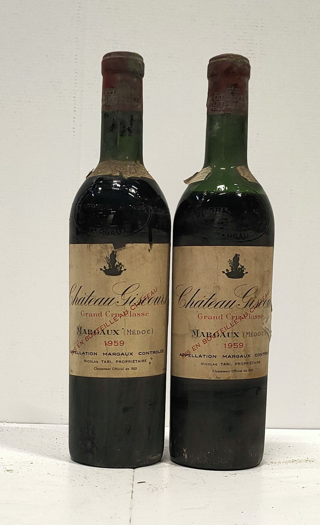 Null 2 bottles

Château GISCOURS - 3rd Gcc Margaux

1959

Stained and slightly d&hellip;