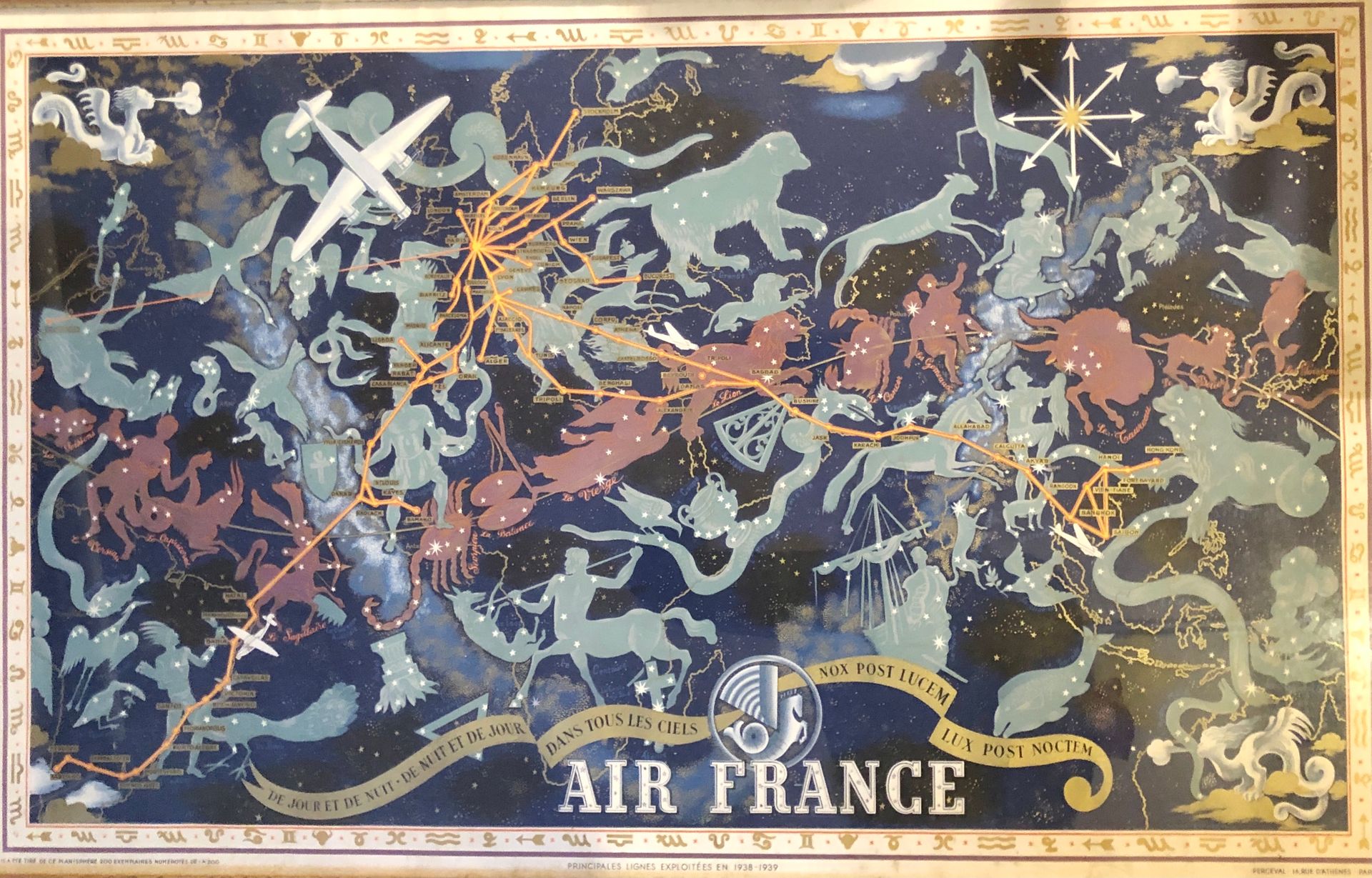 Null 法国航空公司 Planisphere 海报

海报的右下方有LUCIEN BOUCHER的名字。

"1938-1939年运营的主要线路"。

由PE&hellip;