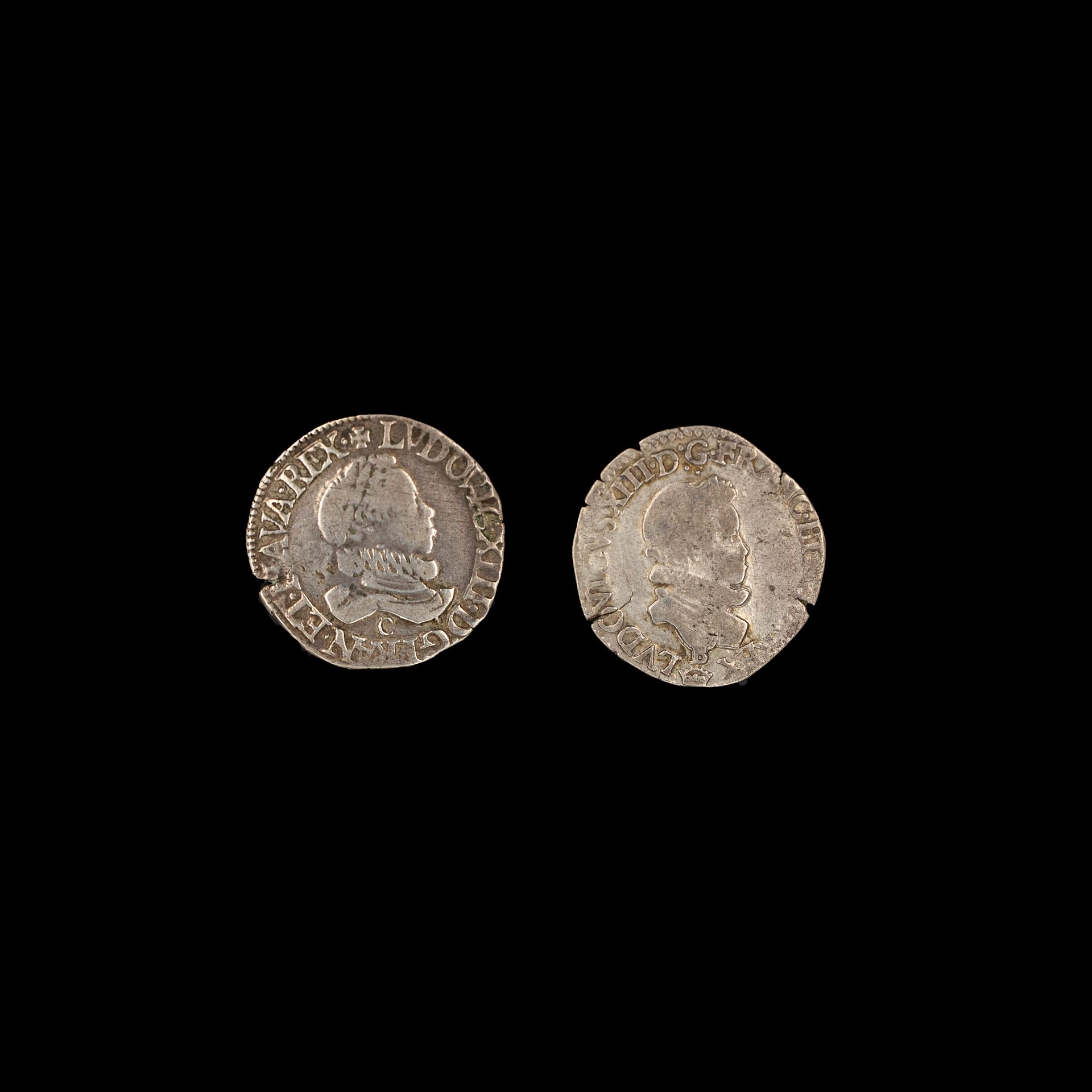 Null –IDEM-. Lot de 2 demi francs au buste lauré avec col fraisé : 1611 Rouen et&hellip;