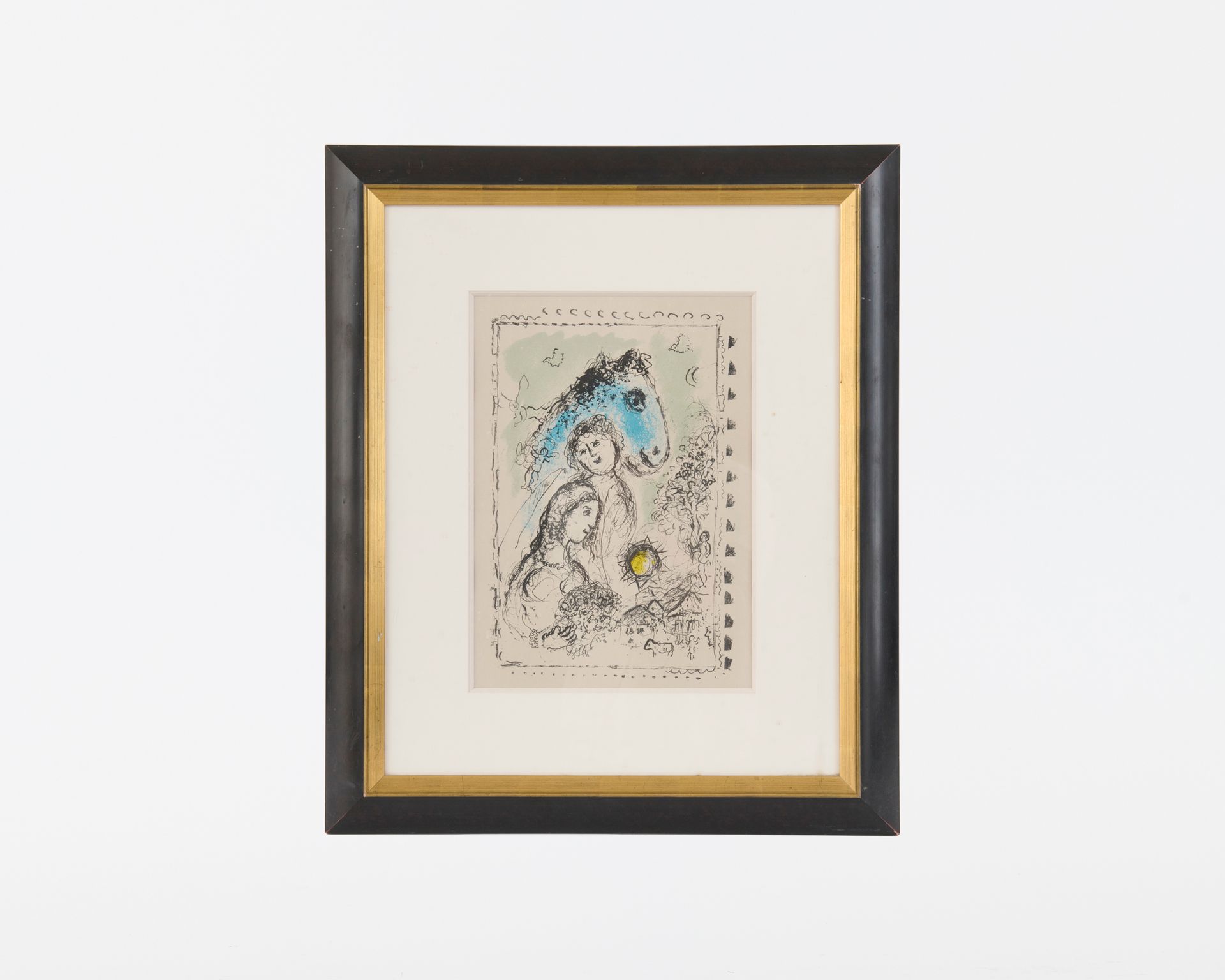 Null Marc CHAGALL (1887-1985)
Blaues Pferd mit Paar
Lithografie in Farbe,
Illust&hellip;