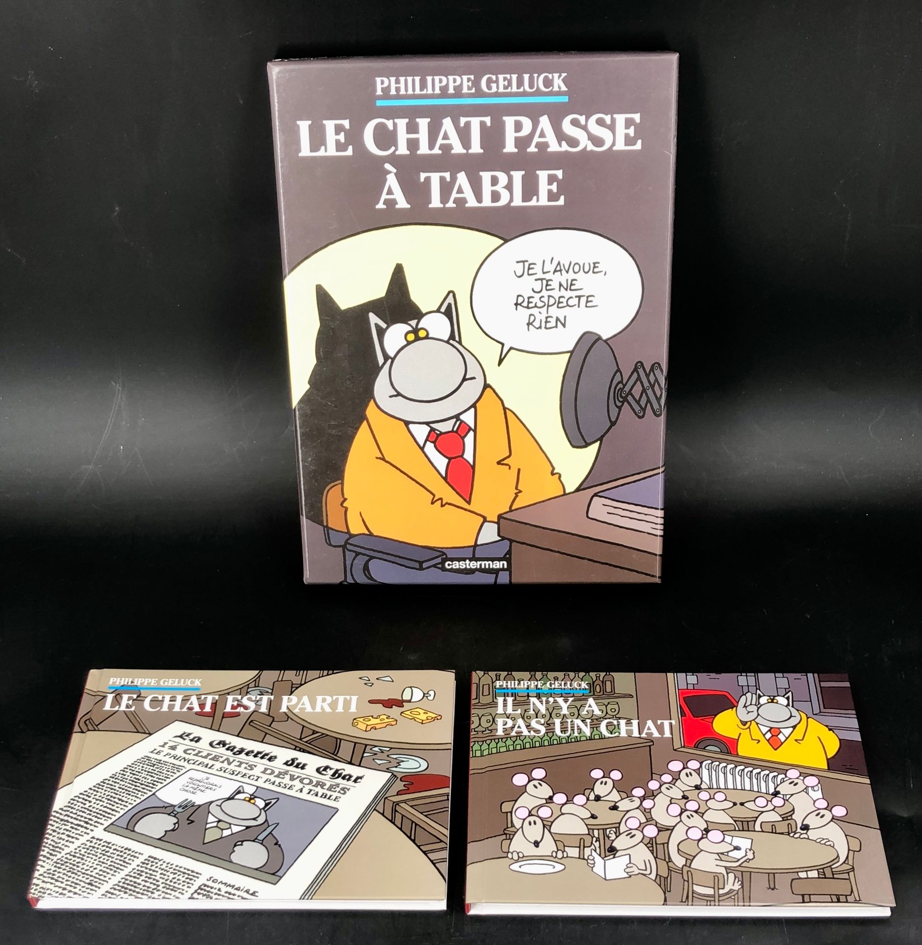 Null BD HUMORISTIQUE - PHILIPPE GELUCK - Le chat passe à table, deux albums in-8&hellip;