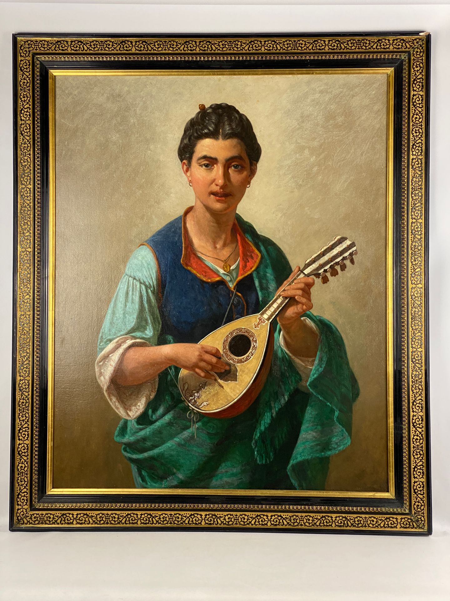 Null 19世纪中期意大利学校的音乐家 重要的一对布面油画形成的吊饰 102 x 82 cm