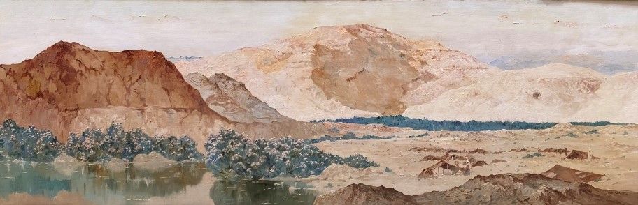 Null Paul FÉNASSE (1899-1976) M'Chouneche, Algeria 板面油画，右下角签名 65 x 200 cm (背面有两个&hellip;