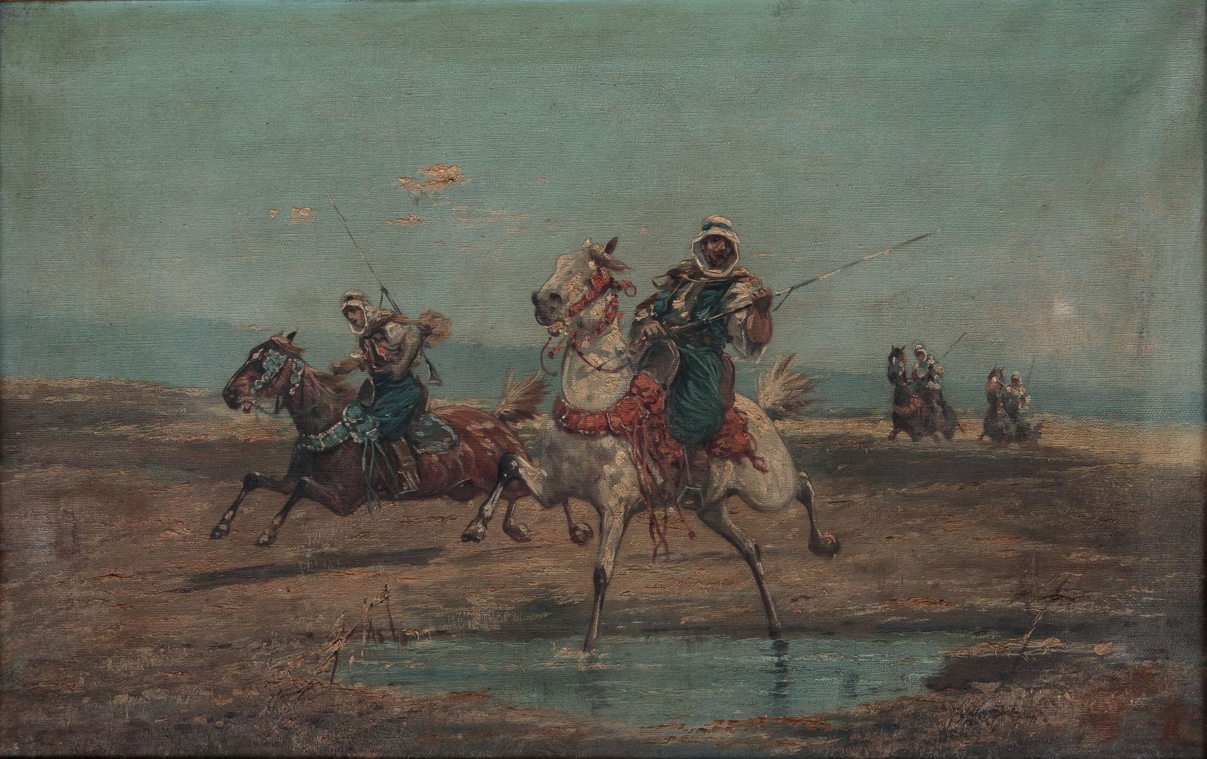 Null Orientalische Schule des frühen 20. Jahrhunderts Arabische Reiter Öl auf Le&hellip;