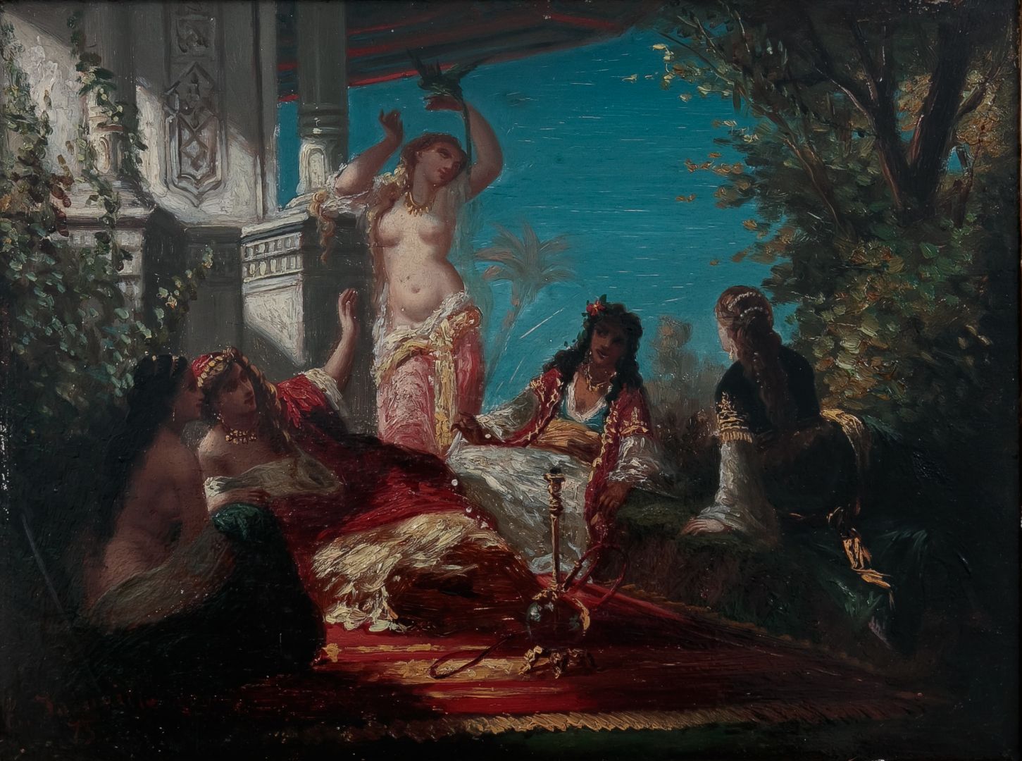 Null Eliza JOINVILLE (XIXth century) Harem scene Oil on panel Signed lower left &hellip;