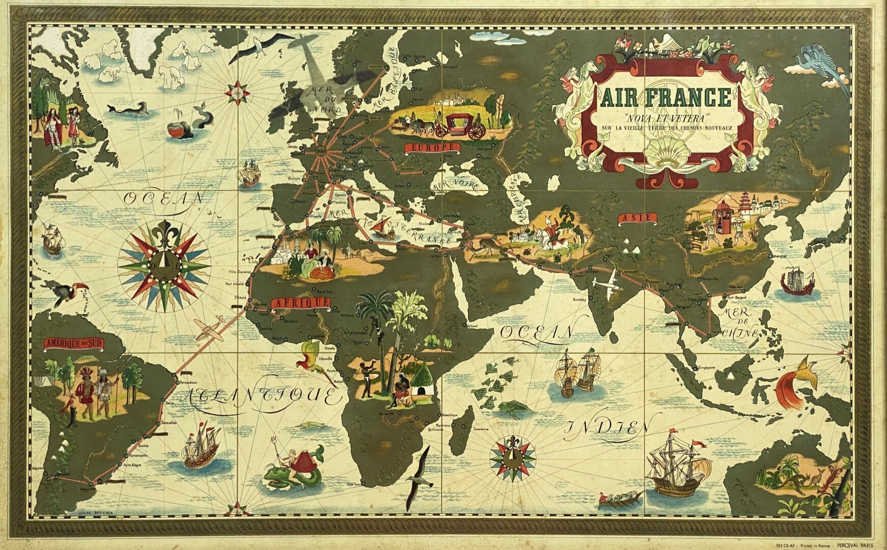 Null AIR FRANCE - Lucien BOUCHER (1889-1971) 

"Nova et Vetera" planisphere 

Li&hellip;