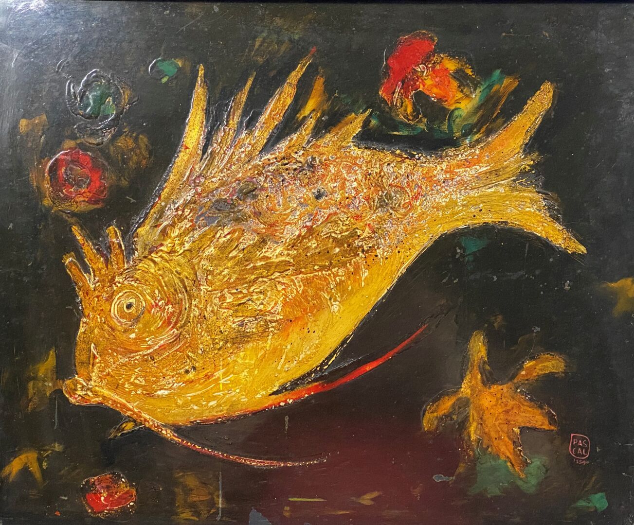 Null PASCAL (20)

带鱼装饰的烤漆面板

右下角有签名，日期为1959年

49 x 60厘米