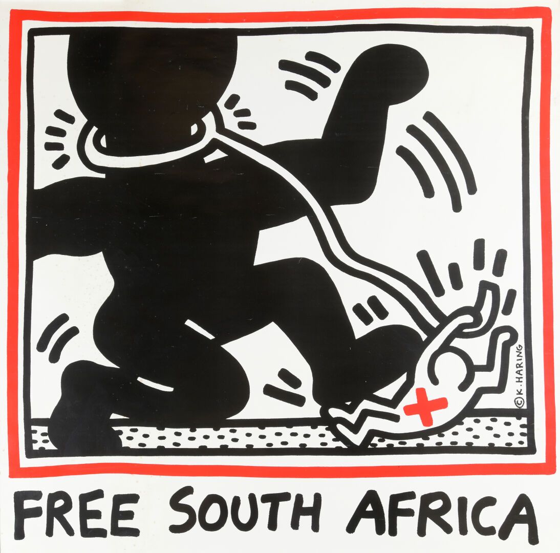 Null Keith HARING (1958-1990), d'après 
Free South Africa 
Affiche 
123 x 121 cm&hellip;