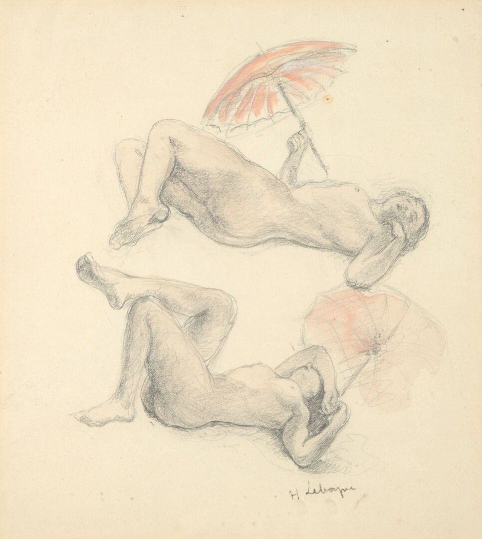 Null Henri LEBASQUE (1865-1937)
Femmes à l'ombrelle
Crayon, estompe et rehauts d&hellip;